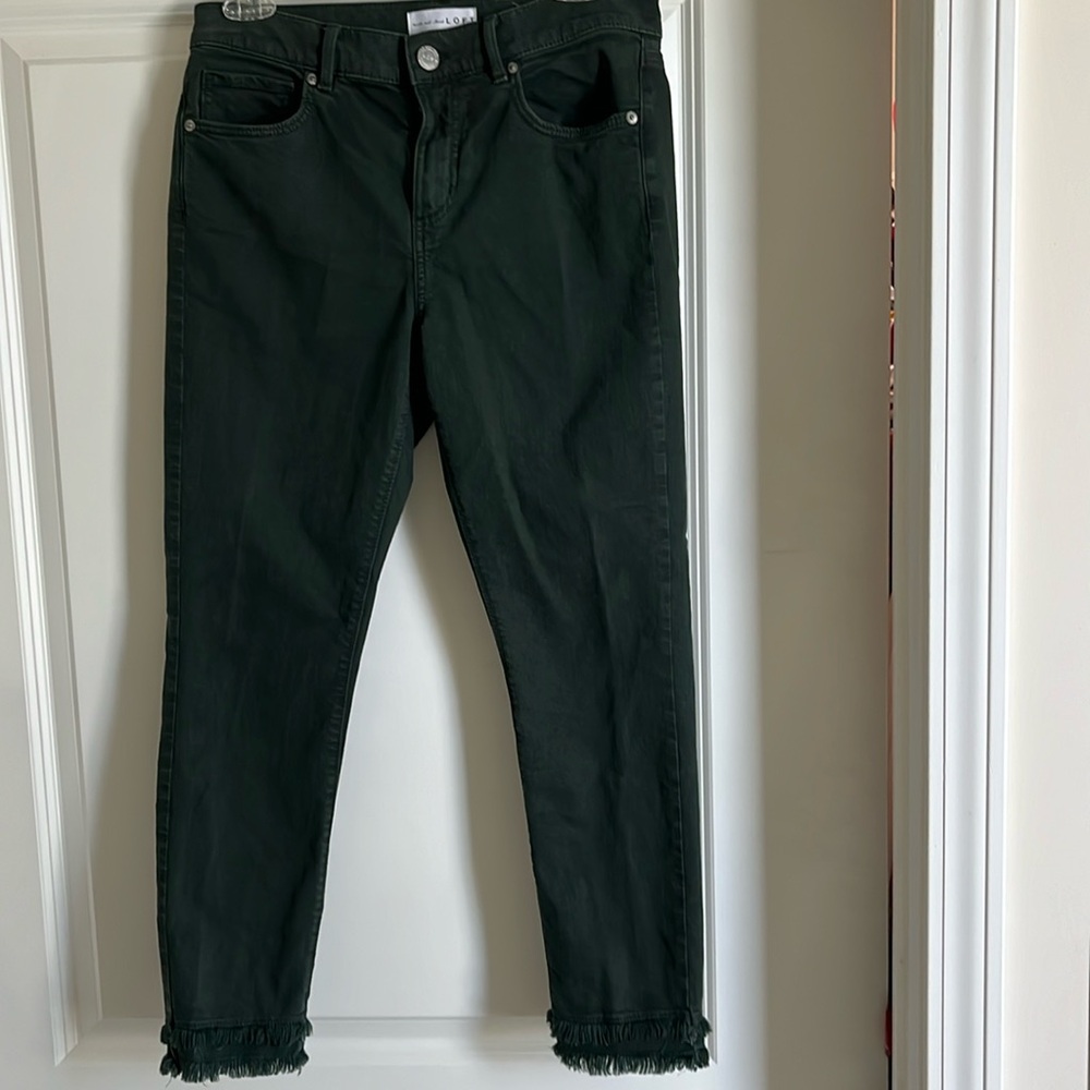 Hunter Green Fringed Jeans